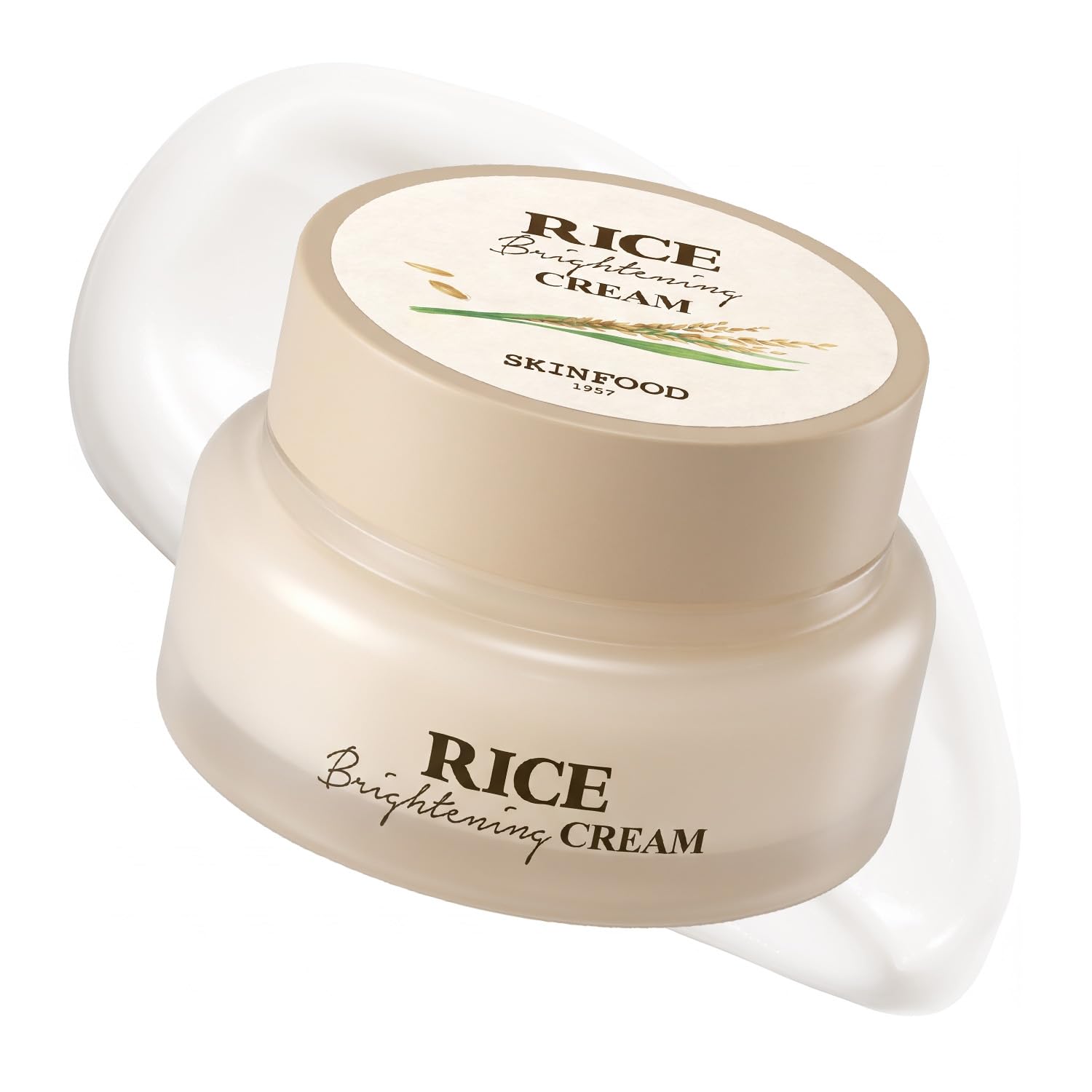 SKINFOOD Rice Brightening Cream, Korean Face Moisturizer with 48 Hours Fermented Rice Water, Korean Skin Care Rice Moisturizer for Natural Glow Glass Skin, Nourishing, Vegan, 60ml/2fl.oz. - SKINFOOD 1957 Official Product View 2