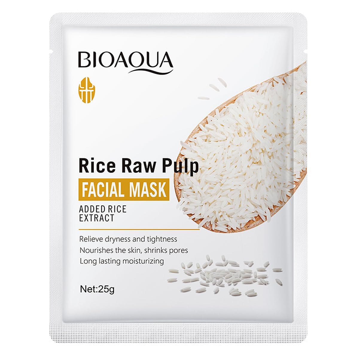 BIOAQUA Rice Raw Pulp Facial Mask Shrink Pores Moisturizing 4x25g - BIOAQUA