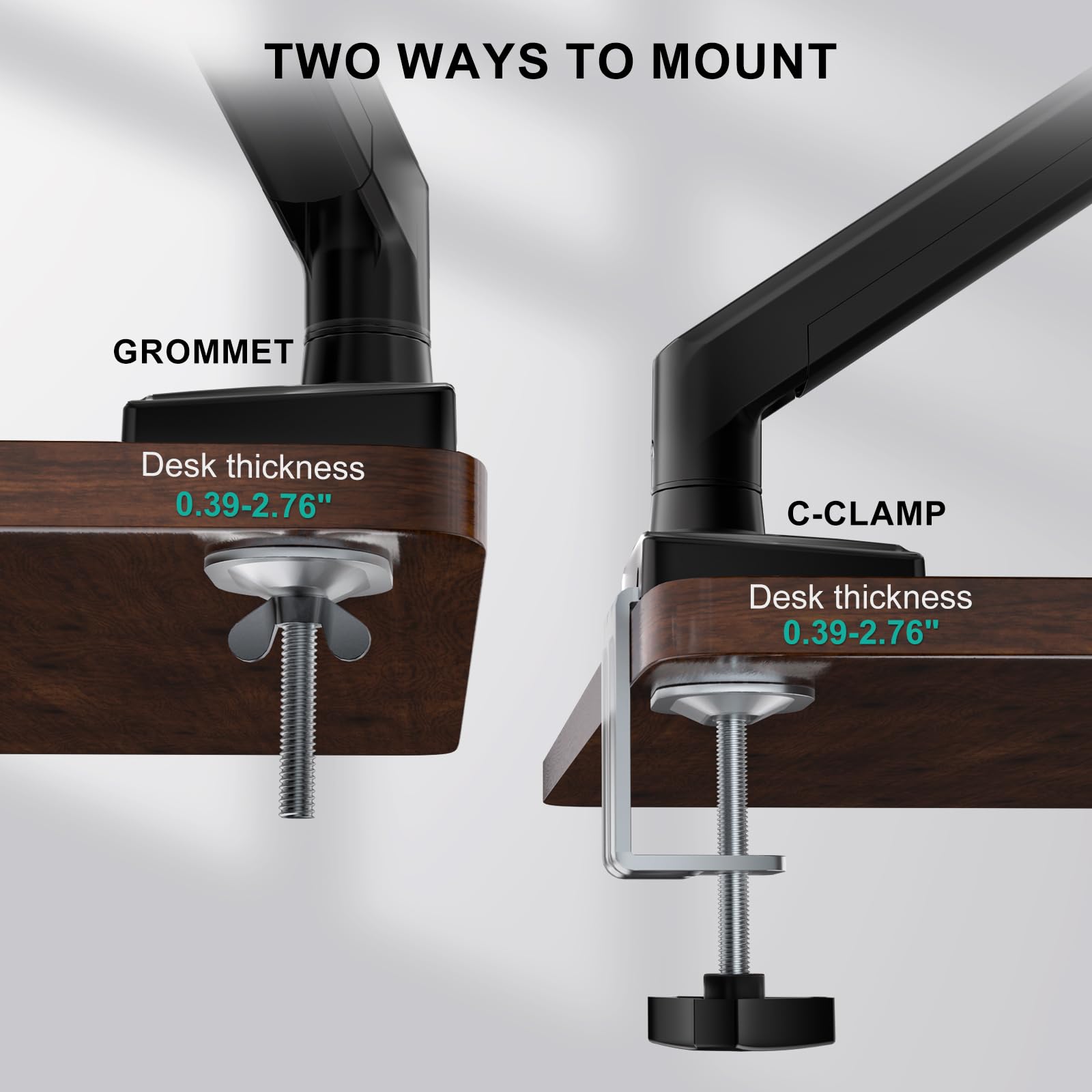 WALI single monitor mount for 13-34 inch screens, adjustable arm, black, VESA compatible for 32-inch monitors, desktop computer stand