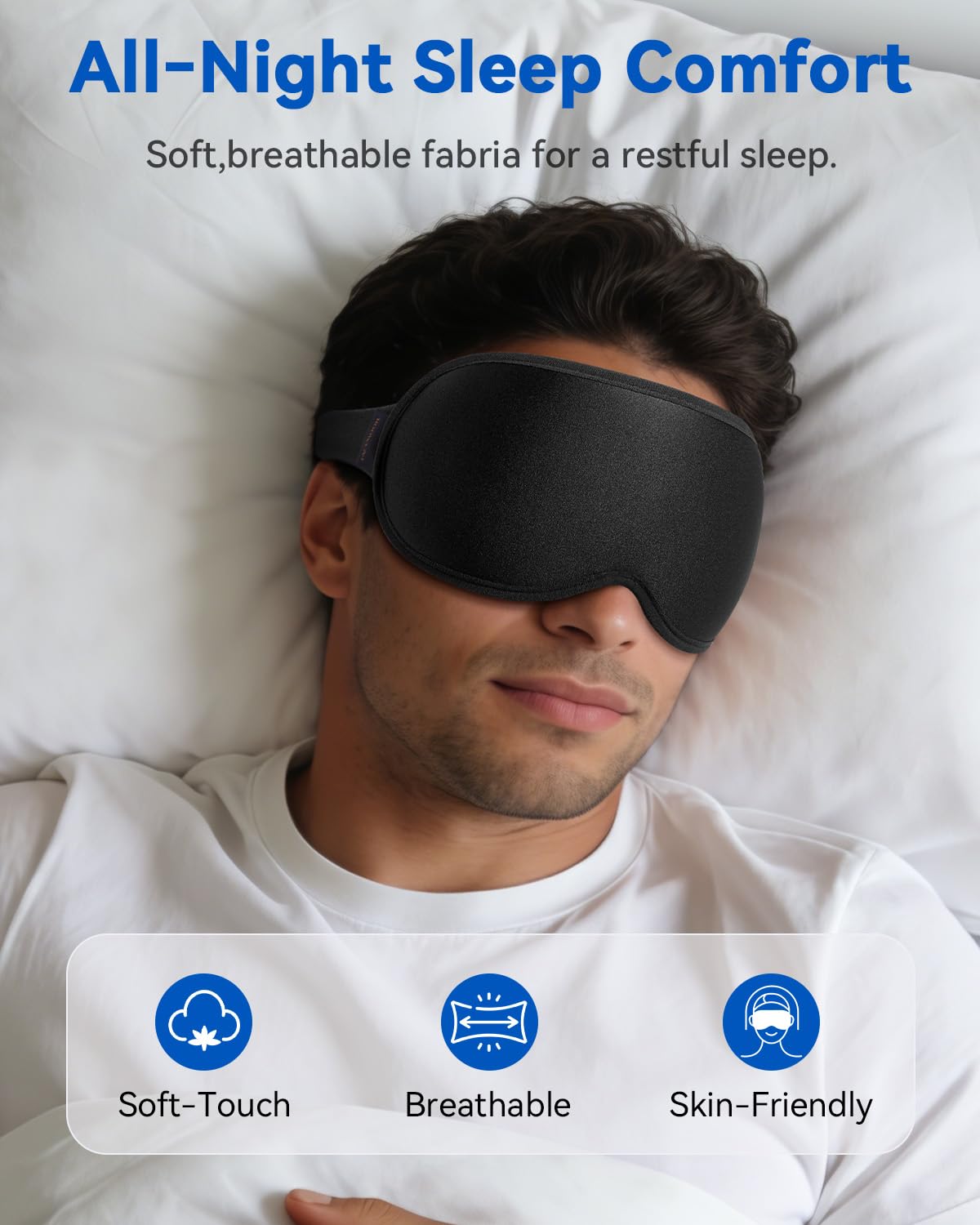 FACEMOON Blackout Weighted Eye Mask, 3D Sleep Mask for Men, Trave - Facemoon Official Product View 7