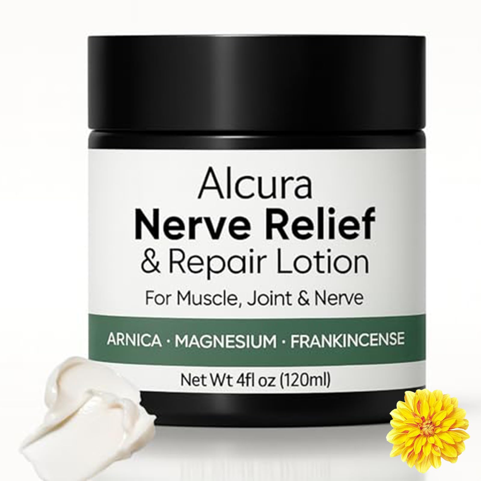 Alcura Nerve Cream, Alcuras Neuropathy Lotion with Arnica & Magnesium, Daily Soothing Moisturizing, Suitable for Knee, Lumbar, Joint, Neck, Hand and Foot 4 fl oz