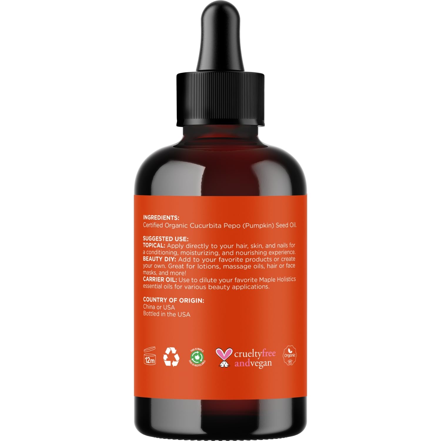 Maple Holistics Pumpkin Seed Oil Organic Certified - 100% Pure Organic Pumpkin - Maple Holistics Official Product View 5