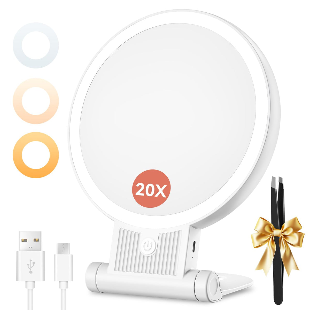 Auxmir Rechargeable 1X 30X Magnifying Makeup Mirror with - Auxmir Official Imagery - 5