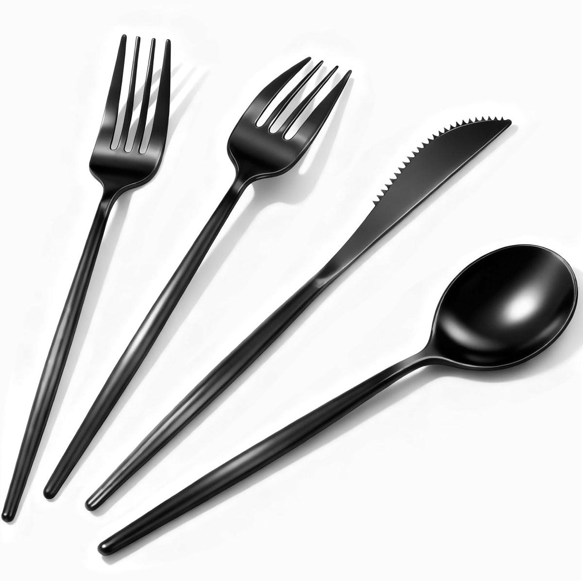 120 Piece Black Plastic Silverware Set - Gudvilla Official Imagery - 1