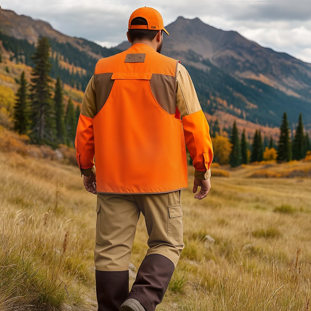 NEW VIEW Upland Hunting Vest for Men Blaze Orange Pheasant - NEW VIEW Official Imagery - 4