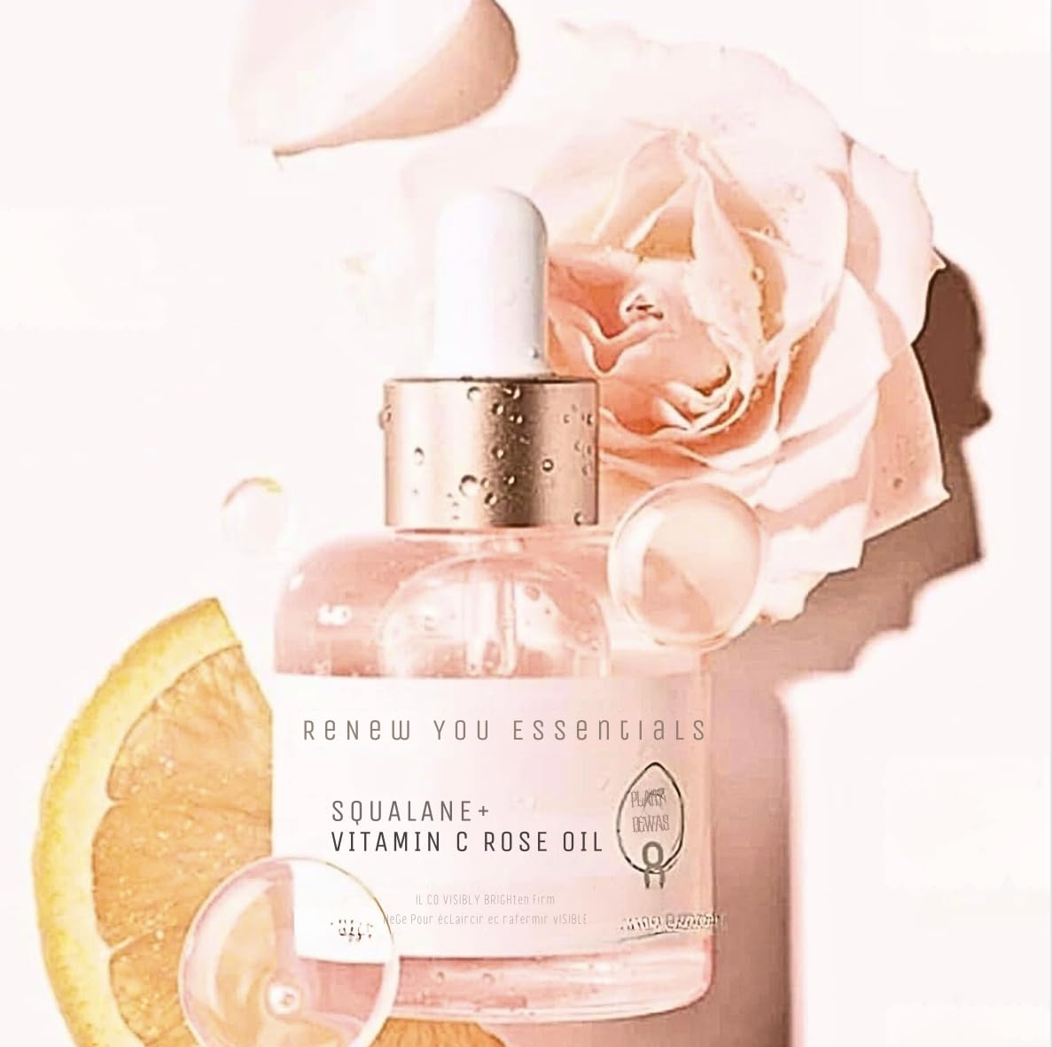 Squalane and Vitamin C Rose Serum. Anti Aging Anti Wrinkle - Product Imagery