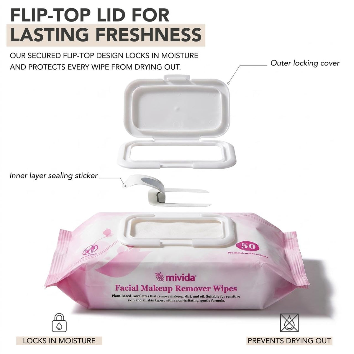 mivida Professional Makeup Remover Wipes Bulk Case - mivida Official Imagery - 8