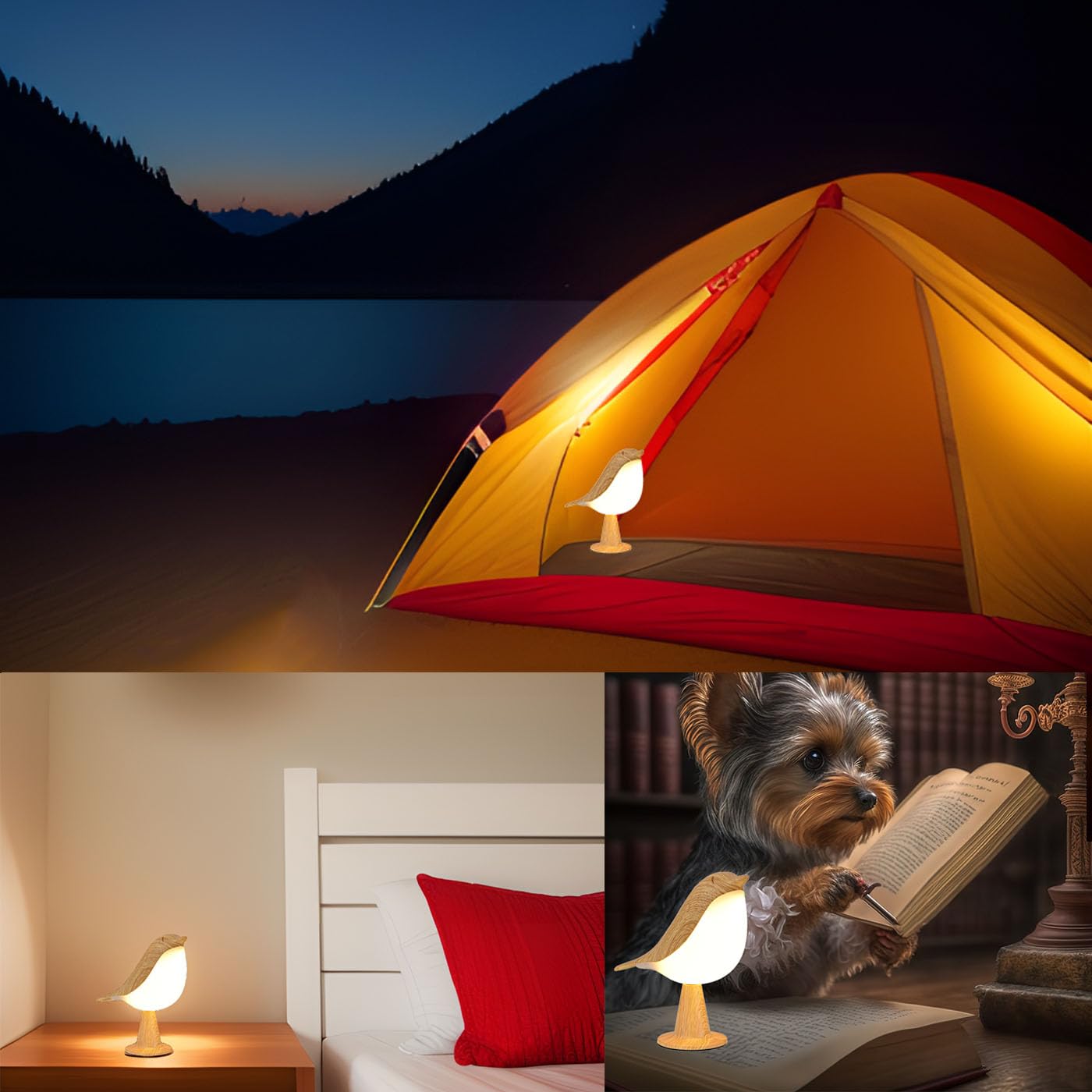 Xhope4u Small Cordless Bedside Lamp, Bird Lamp Touch Sensor, LED Table - View 6