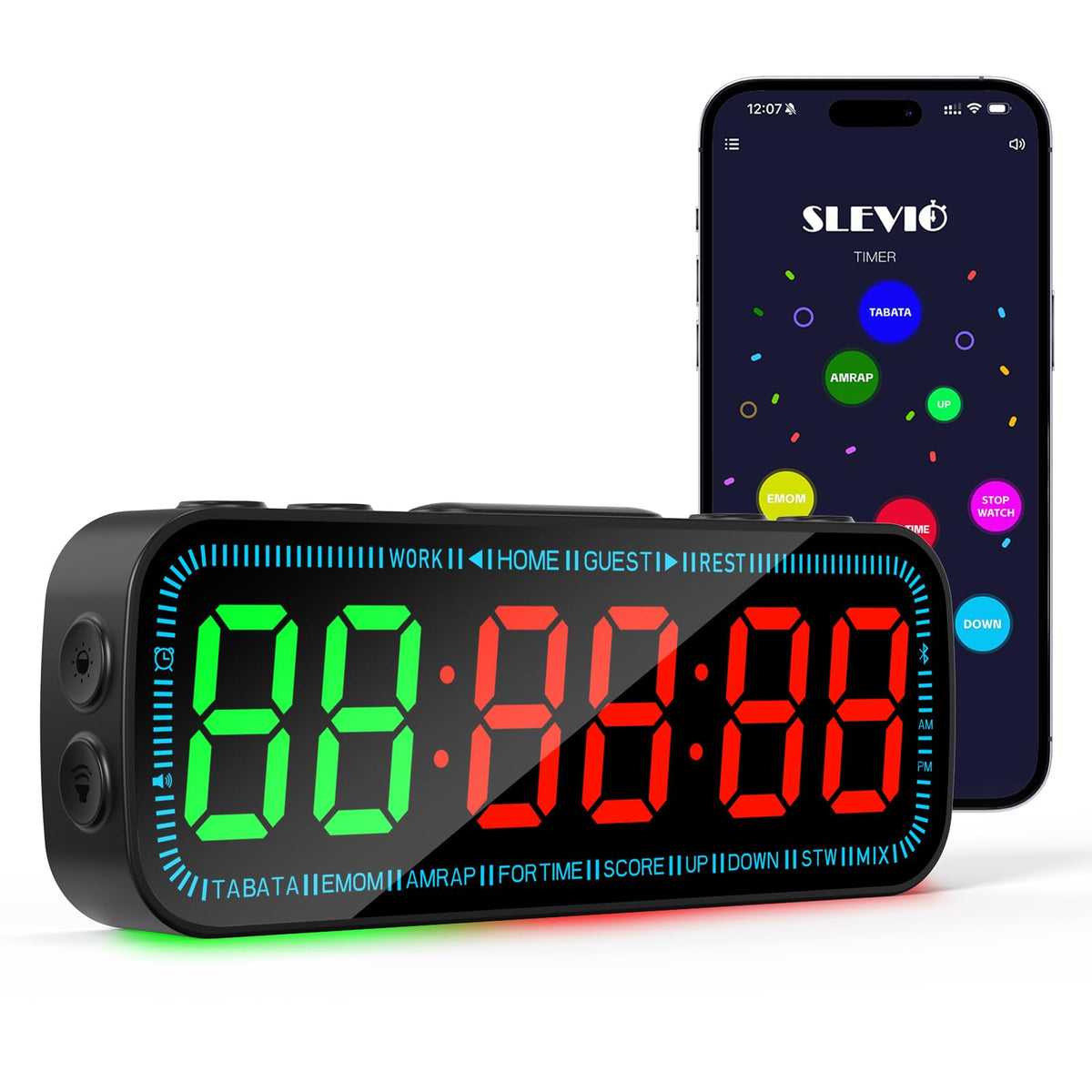 Gym Timer Clock Bluetooth App Controlled Magnetic Workout - SLEVIO TIMER Official Imagery - 2