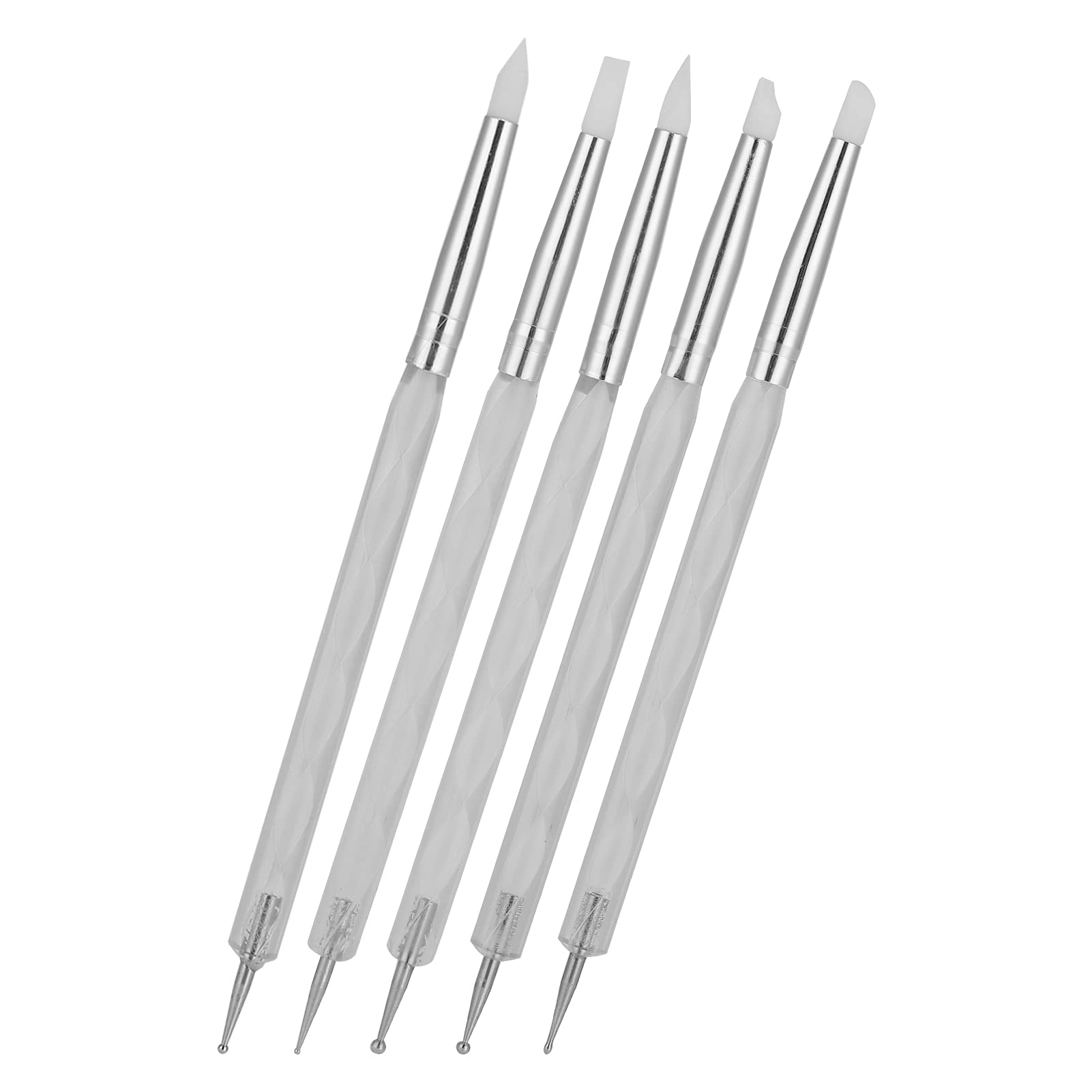 BSTiltion 5-piece dual-end nail art dotting pen set in white, perfect for detailed nail polish designs and precise nail art application.
