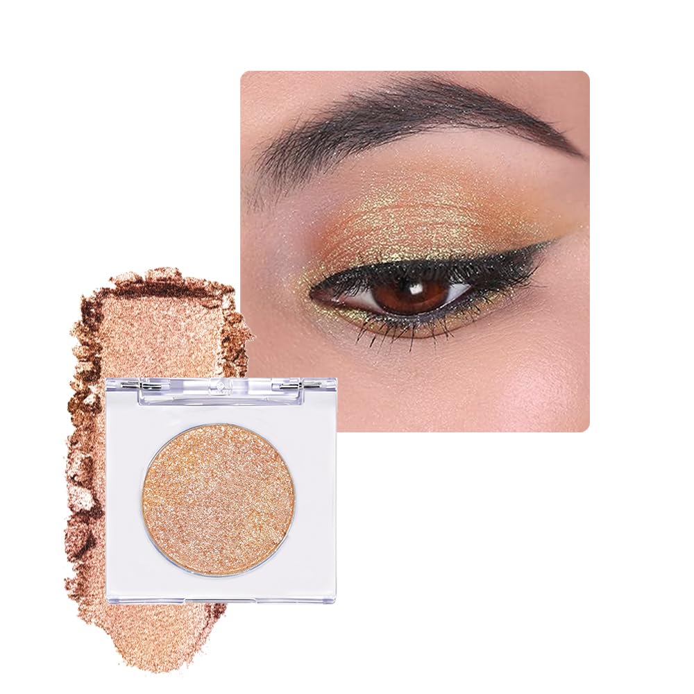 LZMYTTBD Champagne Gold Shimmer Single Eyeshadow, Metallic Pearl Eye Shadow | Smooth Blendable Formula, High Pigment, Crease Resistant Longwear Makeup for All Skin Tones B3