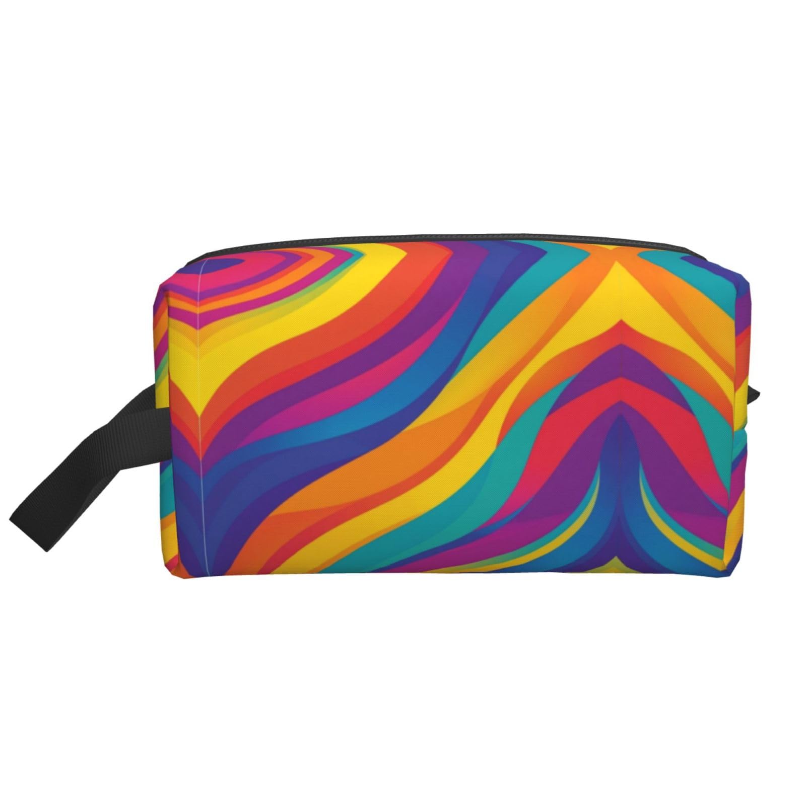 SXZVVBN Colorful Textured Patterns Large Capacity Travel Toiletry Bag Durable Oxford Cloth Makeup Organizer Cosmetic Pouch