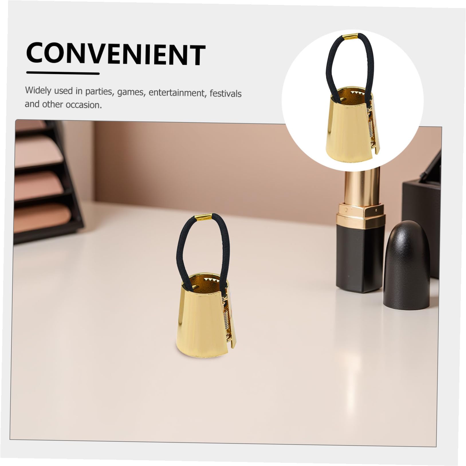 Gold metal hair tie by PLAFOPE, a stylish elastic ponytail holder for everyday use and hair styling.