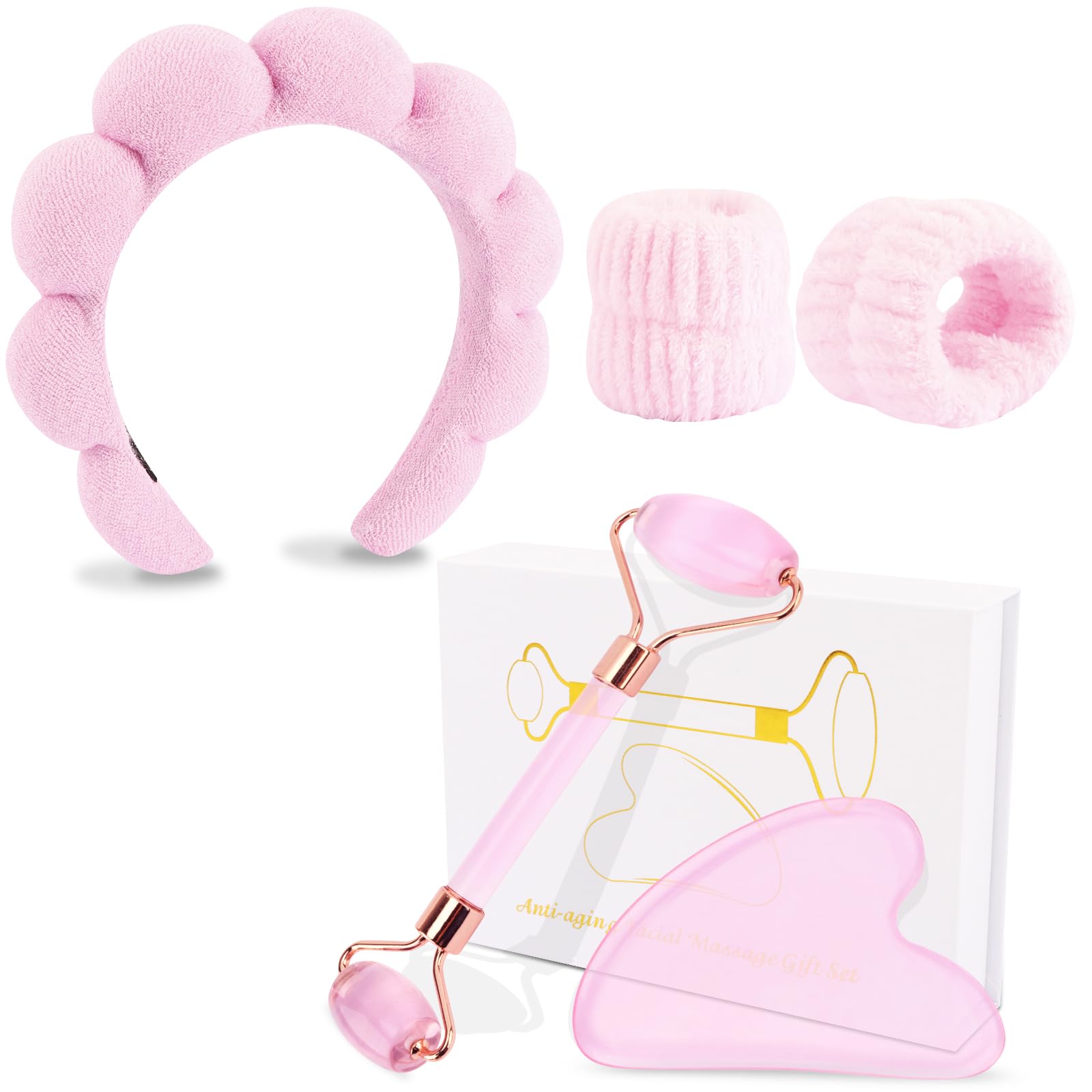 CUBACO Spa Headband and Wristband Set for Women with Ice Jade - CUBACO