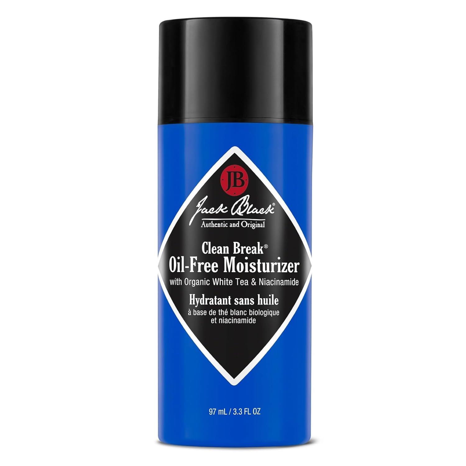 Elefair Jack Black Clean Break Oil-Free Moisturizer in a 3.3 fl oz bottle, designed for face hydration and oil control.