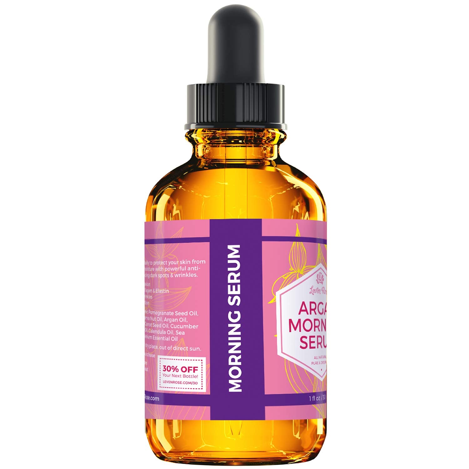 Leven Rose Moroccan Argan Oil Face Serum - 100% Organic Hydrating Oil Anti Aging - Leven Rose Official Product View 3