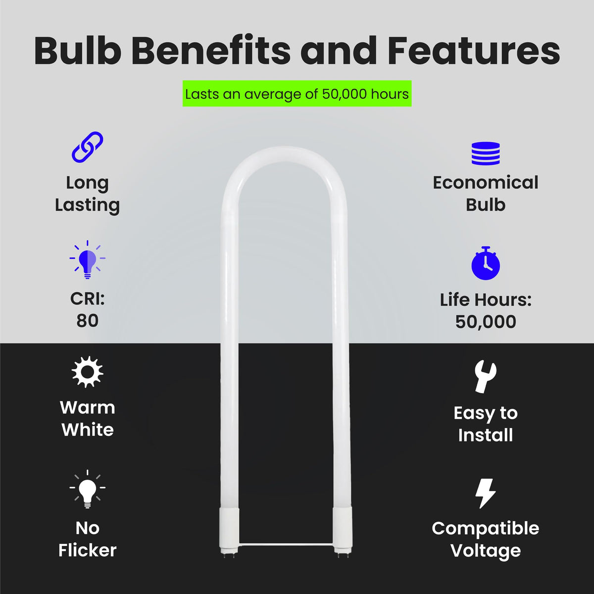 Feit Electric T8 U Bend LED Tube Light 15 Watts Replaces 32W - Feit Electric Official Imagery - 5