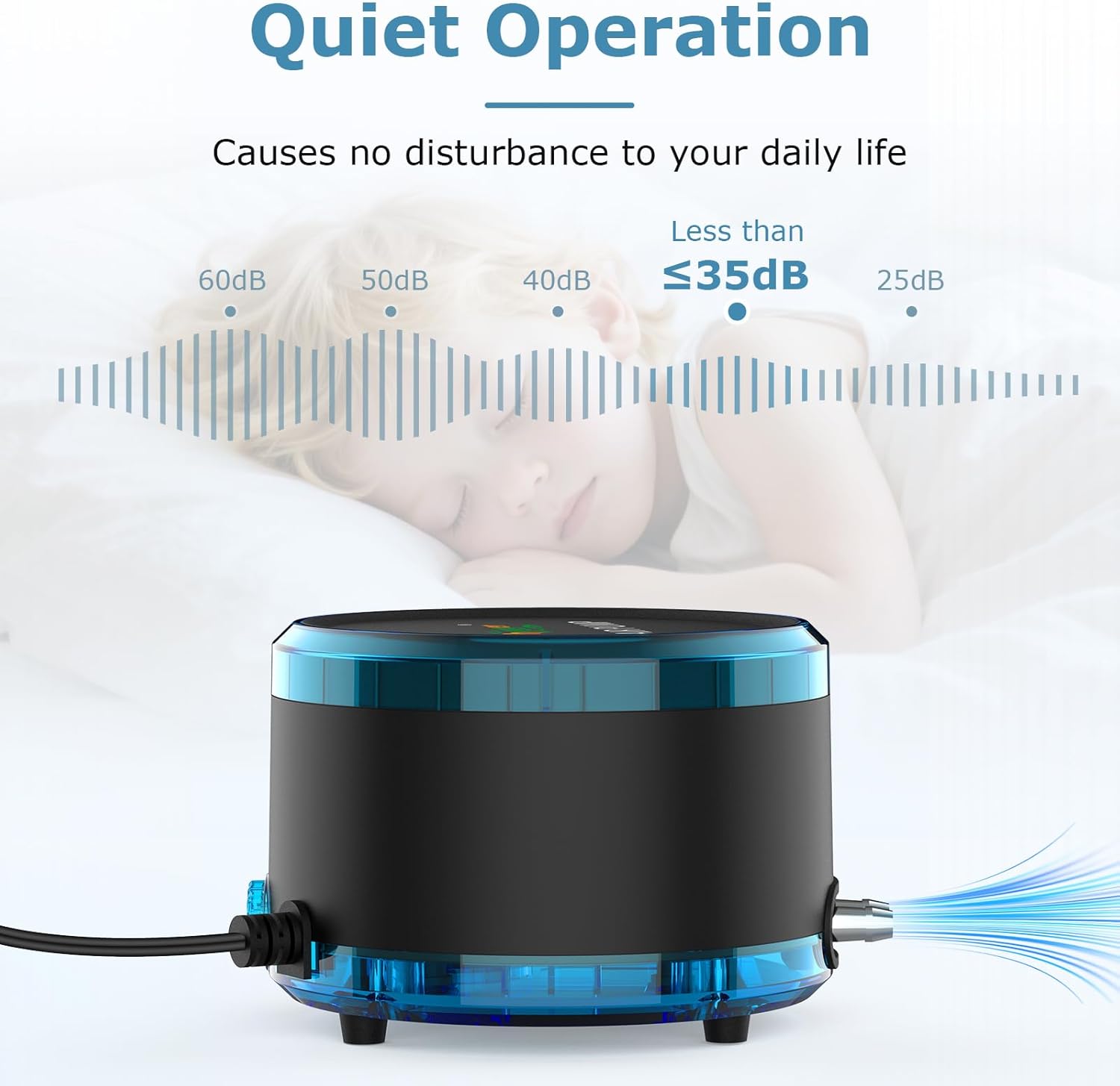 hygger aquarium air pump with dual outlets, quiet and powerful fish tank aerator, adjustable oxygen pump, 4W or 8W model