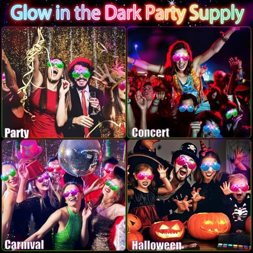 64Pack LED Glasses 5 Colors Light Up Glasses,Glow In The Dark - Product Imagery