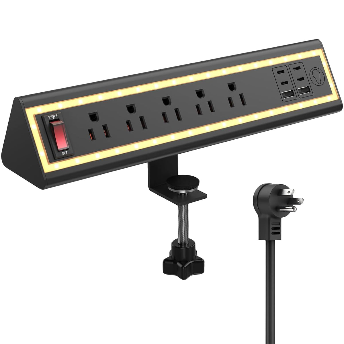 Desk Clamp Power Strip with Nightlight 40W Fast Charging 6FT - NYYTGE Official Imagery - 1