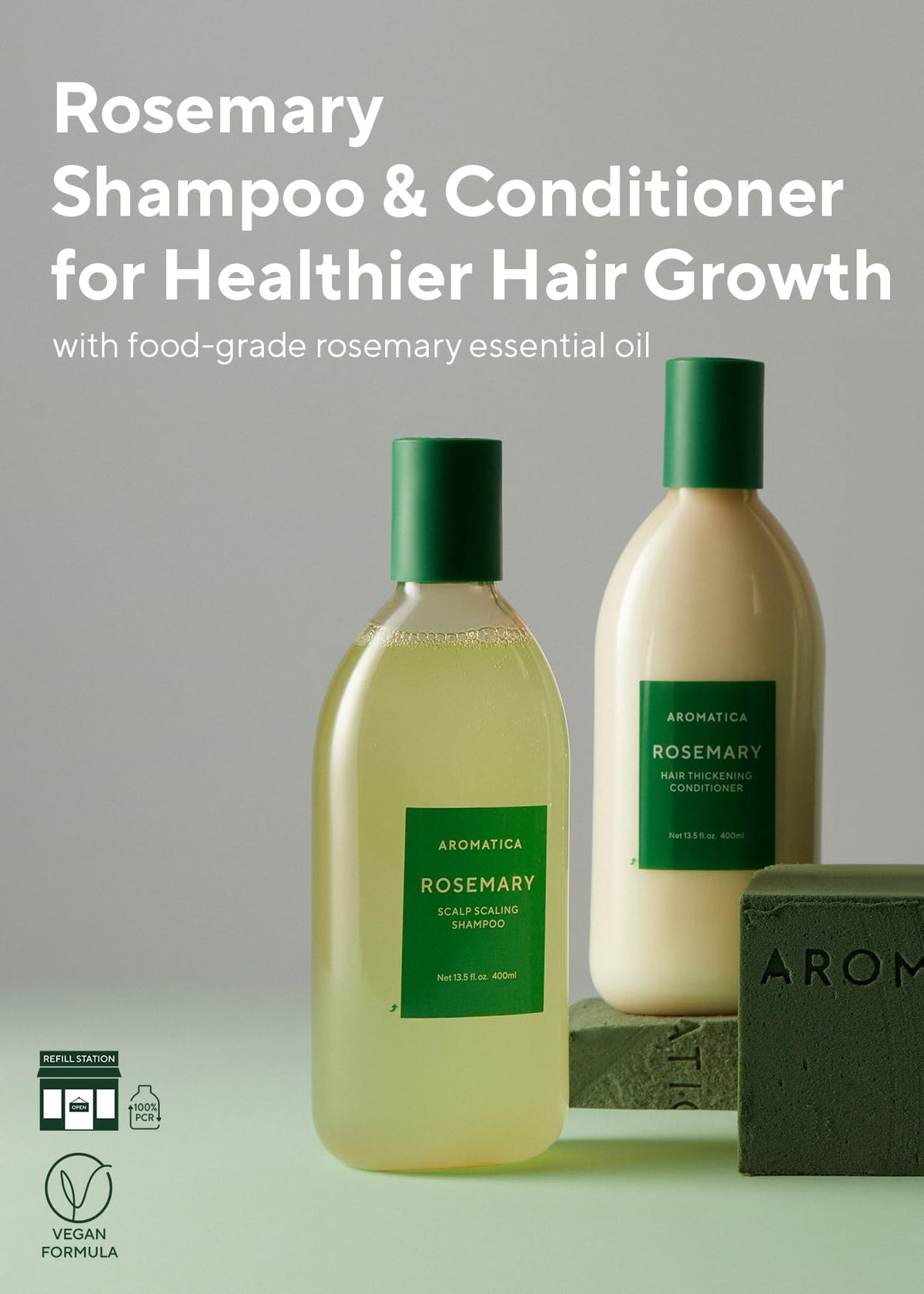 AROMATICA Rosemary Scalp Scaling Shampoo and Conditioner Set - AROMATICA Official Imagery - 4
