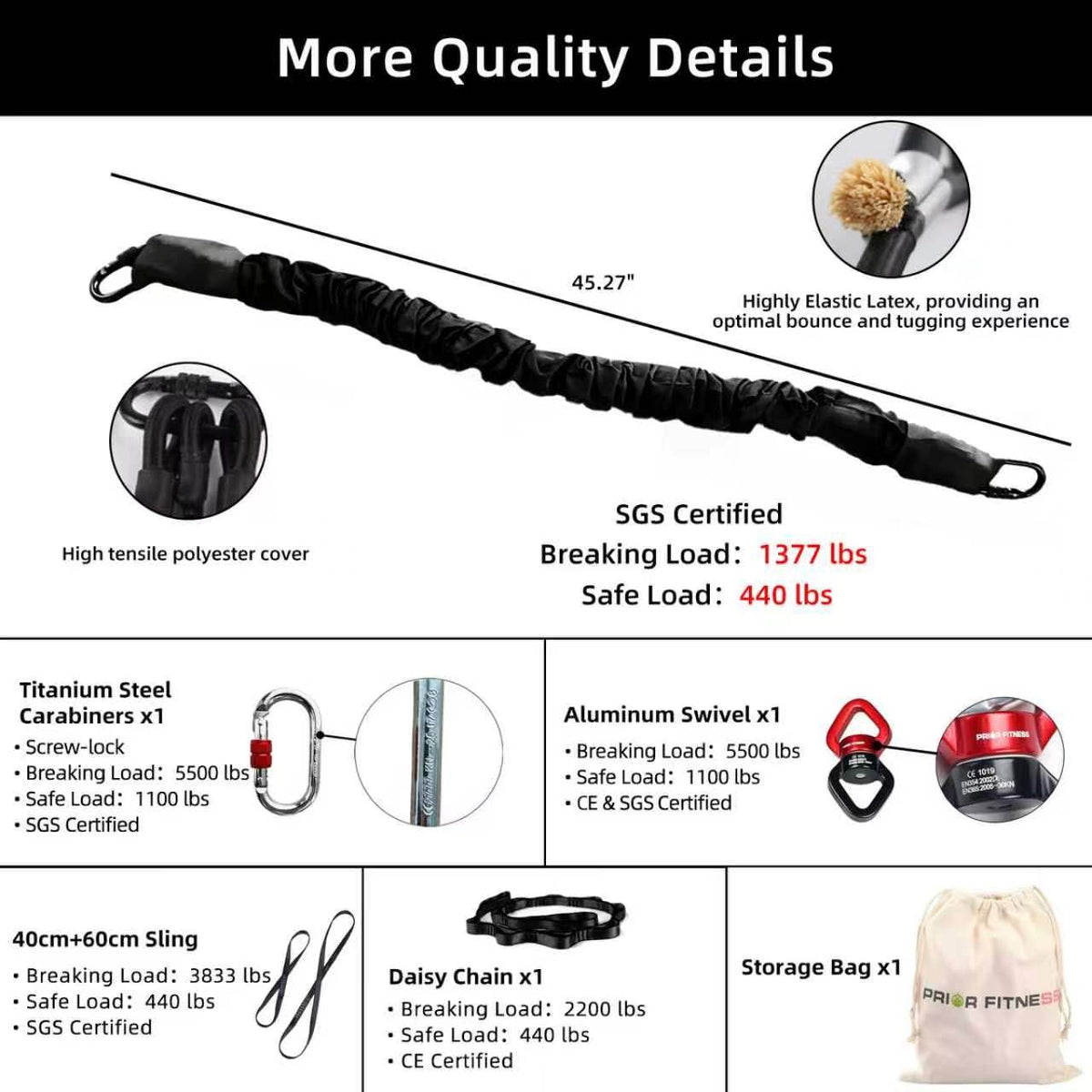 PRIOR FITNESS Bungee Fitness Set Yoga Bungee Cord Rope - PRIOR FITNESS Official Imagery - 5