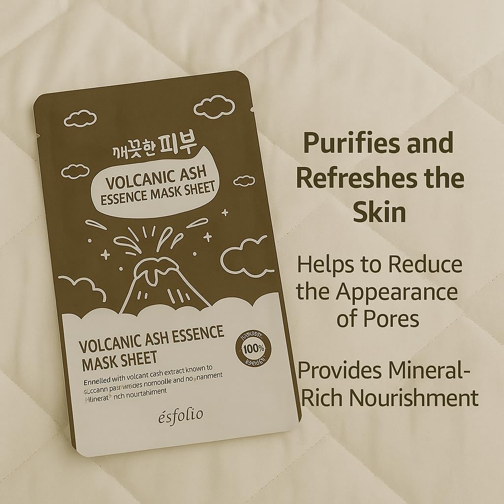 esfolio Volcanic Ash Face Mask – Deep Cleansing Korean Sheet - esfolio