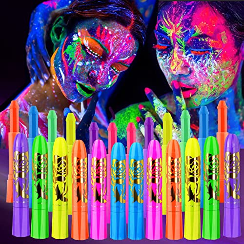 12 PCS Glow Face Body Paint, Glow In The Dark Under UV Black - Product Imagery