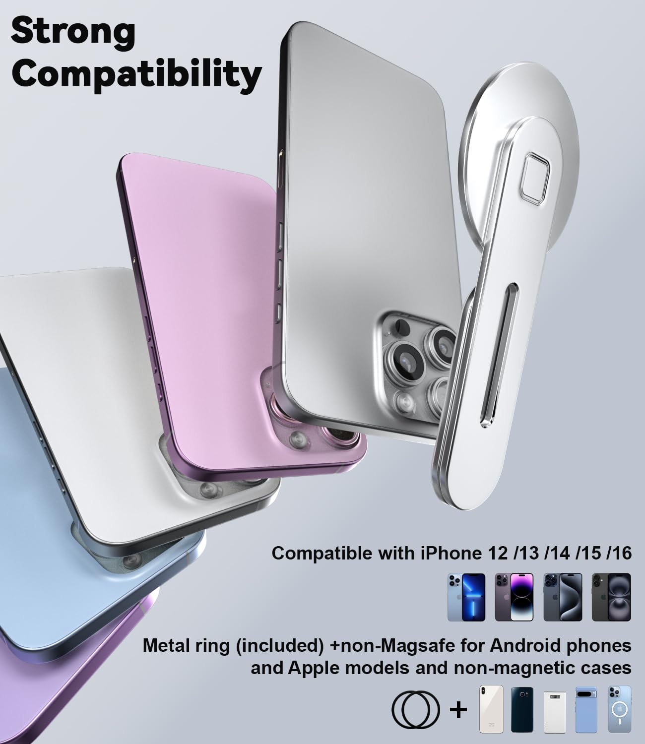 CloudValley magnetic laptop phone holder for iPhone with MagSafe, portable electronic device mount, compatible with iPhone 13 to 17.