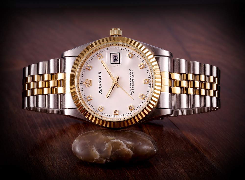 FANMIS Luxury Unisex Gold Crystal Quartz Calendar Gold Tone - FANMIS Official Imagery - 4