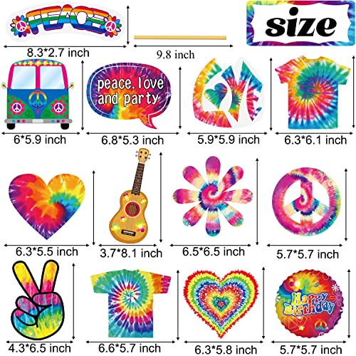 26pcs Tie Dye Party Centerpieces Sticks Tie Dye Table Toppers - Product Imagery