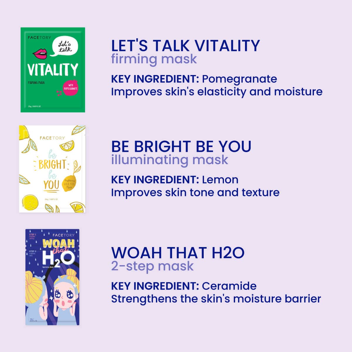 FACETORY Best of 7 Korean Face Mask Variety Pack, Radiance &amp; - FACETORY