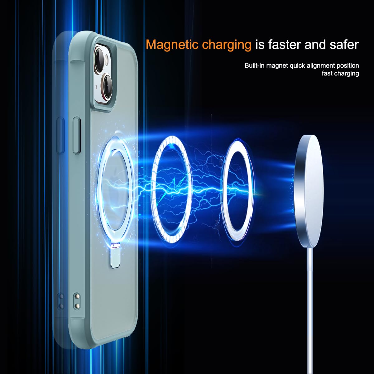 SKYLMW Compatible with iPhone 13 14 Case with Stand Blue - SKYLMW Official Imagery - 4