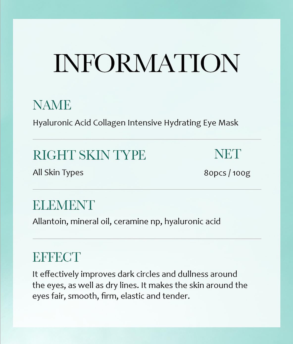 BIOAQUA Retinol Hyaluronic Vitamin C Eye Mask 80pcs 100g - BIOAQUA