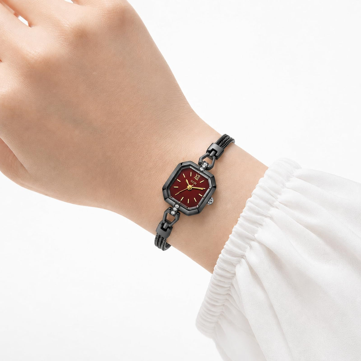 FANMIS Women Petite Bracelet Watch Small Gold Octagon Quartz - FANMIS Official Imagery - 6