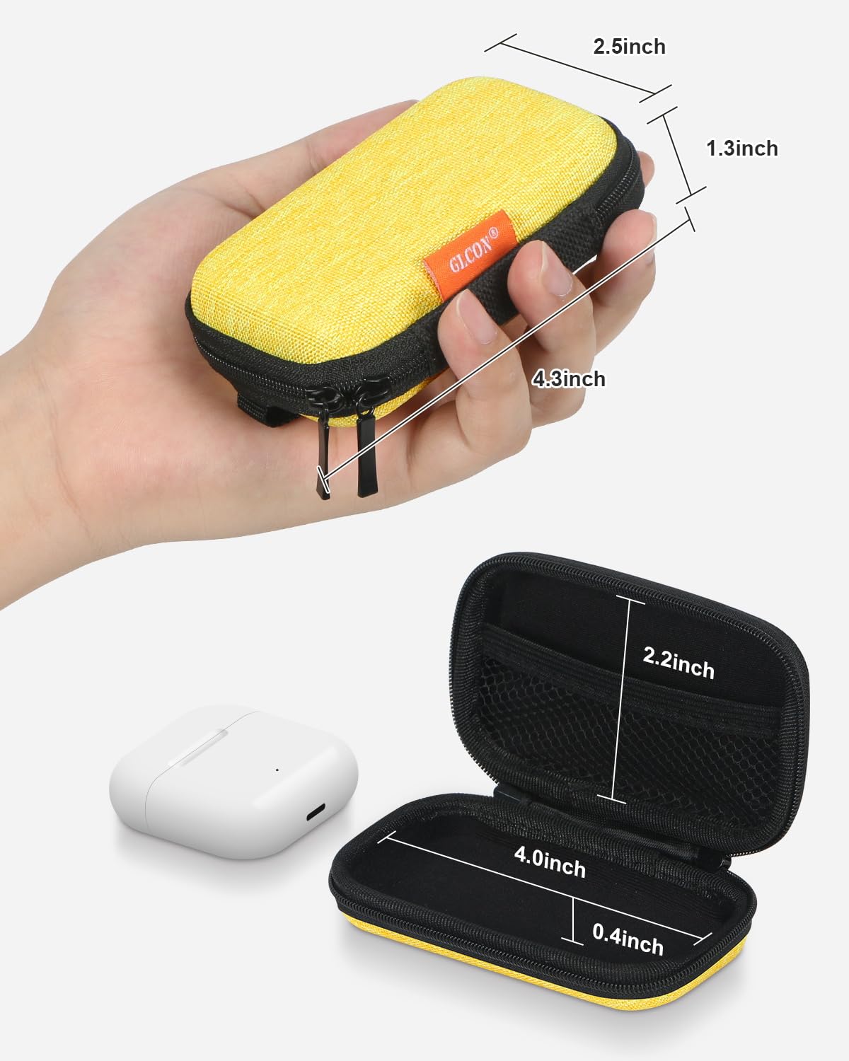 GLCON Gold-Yellow Mini Earbud Case, Cute Protective Pouch for App - GLCON Official Product View 2