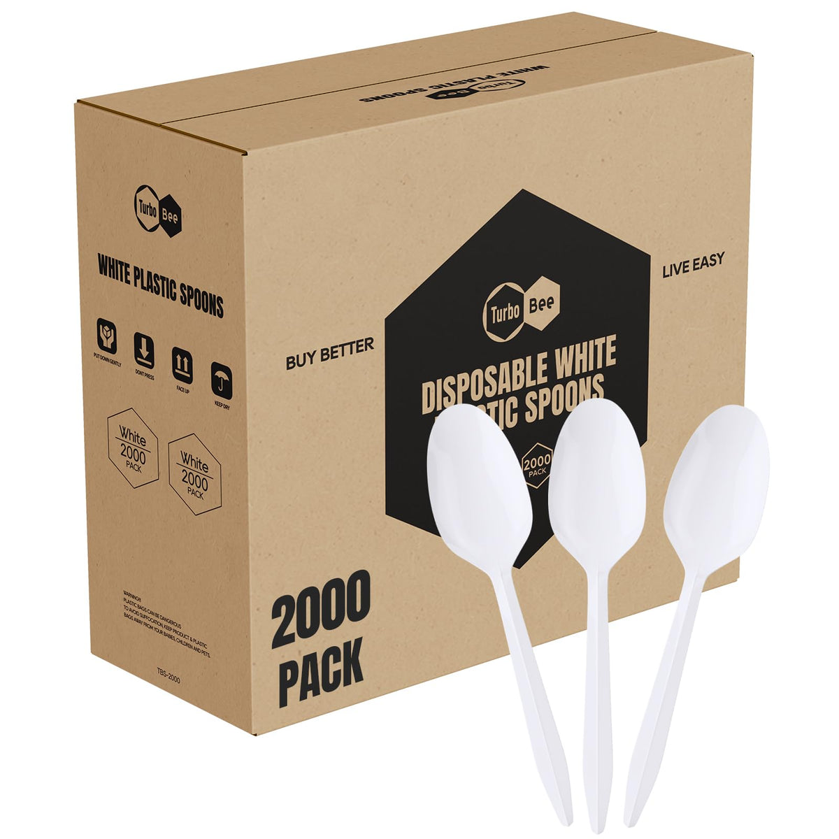 Disposable Plastic Sporks Bulk 2000 Pack White Spork - Turbo Bee Official Imagery - 8