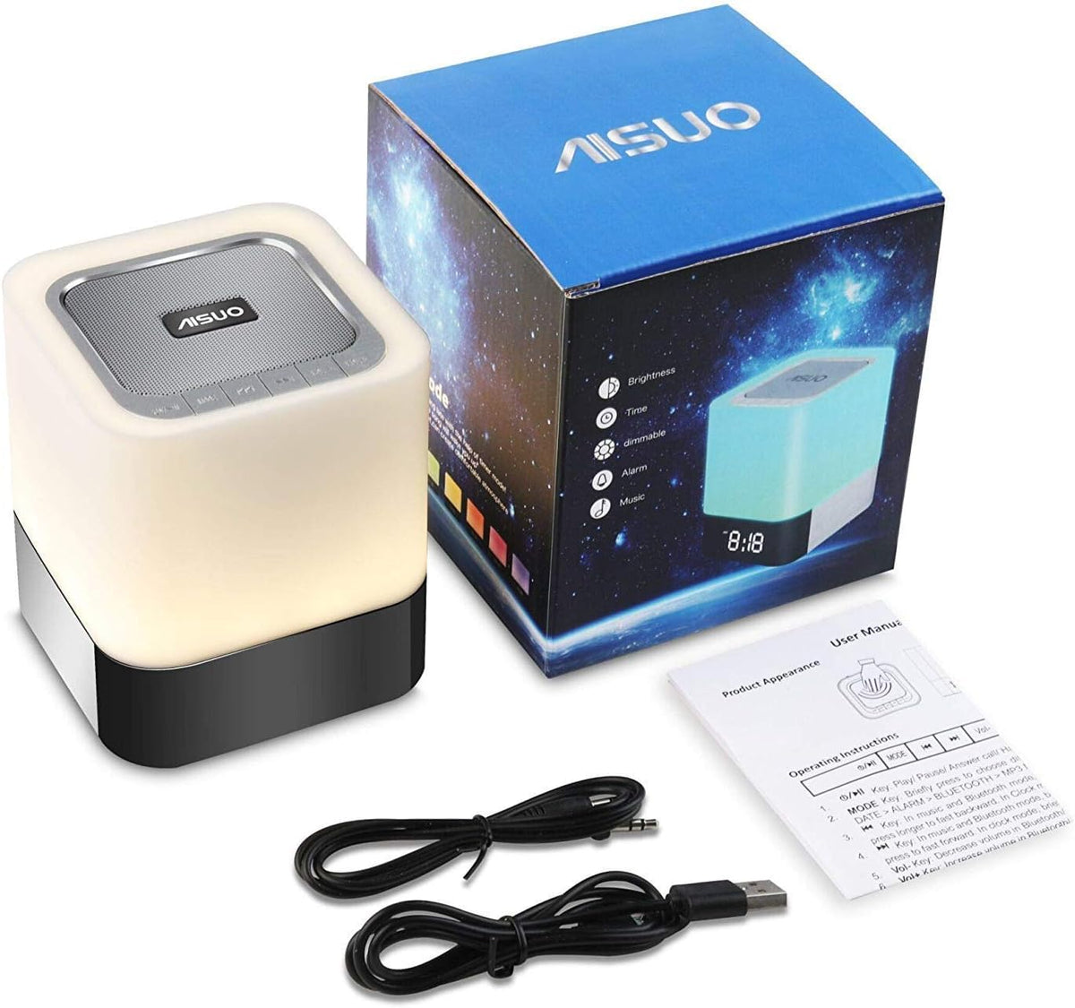 Touch Light Bluetooth Speaker with Alarm Clock Small Lamp - Aisuo Official Imagery - 7