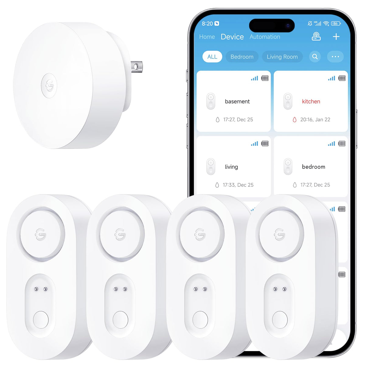 GoveeLife Upgraded Smart Water Leak Detector 1s with 1804ft - GoveeLife Official Imagery - 2