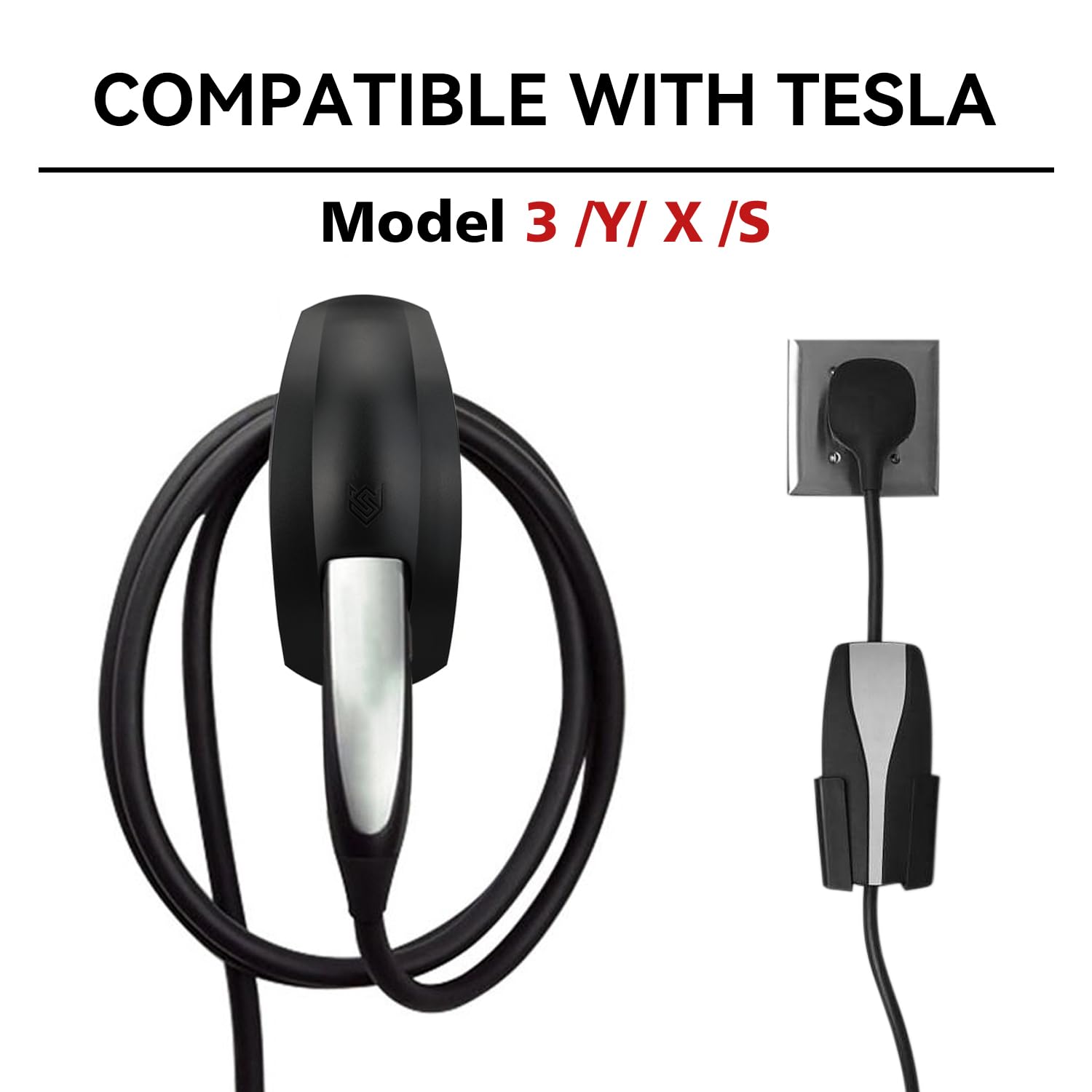 SEVEN SPARTA Charging Cable Holder Wall Mount for Tesla Charger, Black - SEVEN SPARTA Official Product View 5