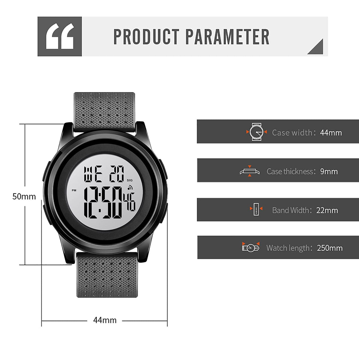 YUINK Mens Digital Watch Ultra Thin Sports Waterproof Simple - YUINK Official Imagery - 8