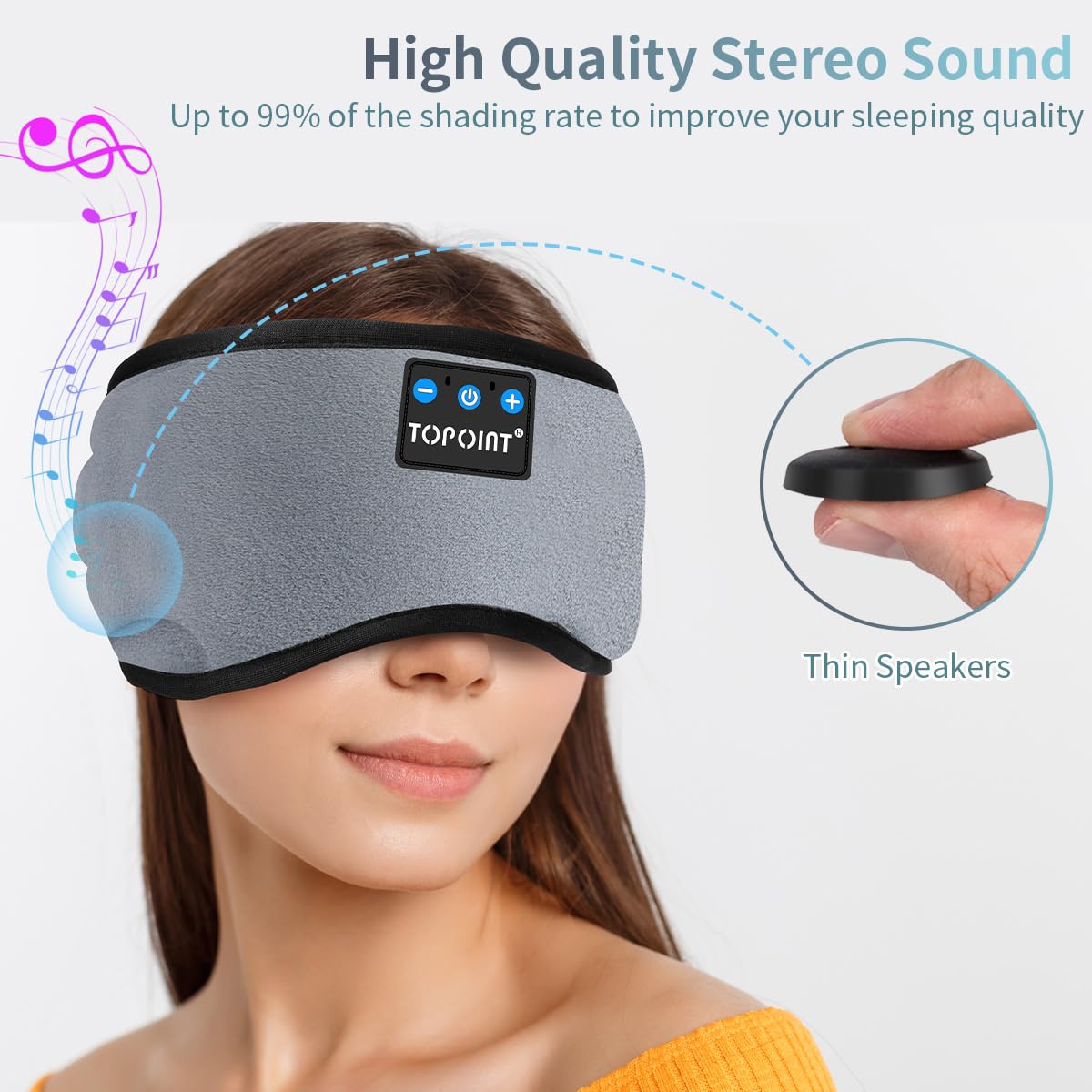 TOPOINT Sleep Mask with Headphones Bluetooth 5.4 Wireless, Sleep Headphones Earp - TOPOINT Official Product View 4