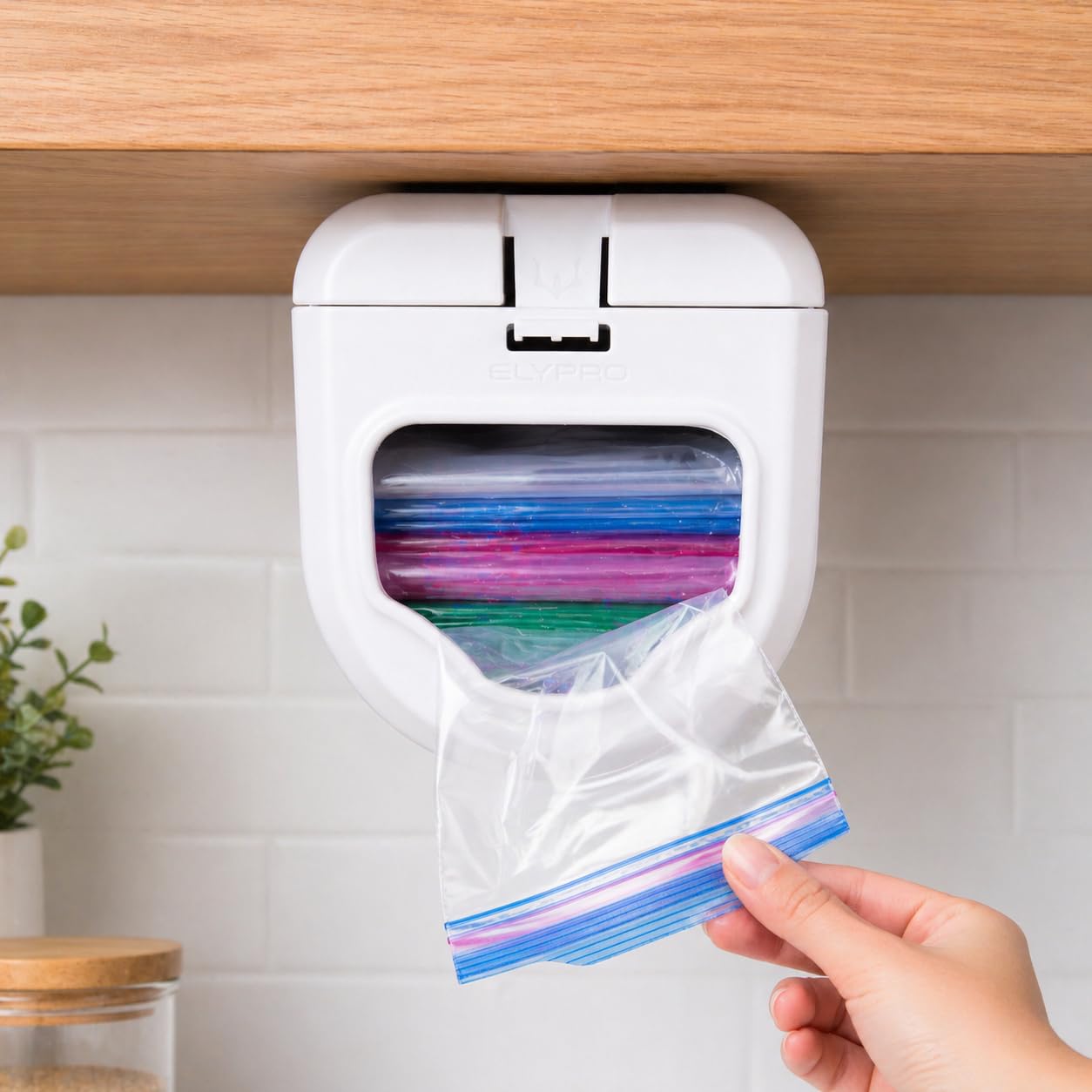 ELYPRO Under Cabinet Sandwich Bag Holder & Dispenser - View 1