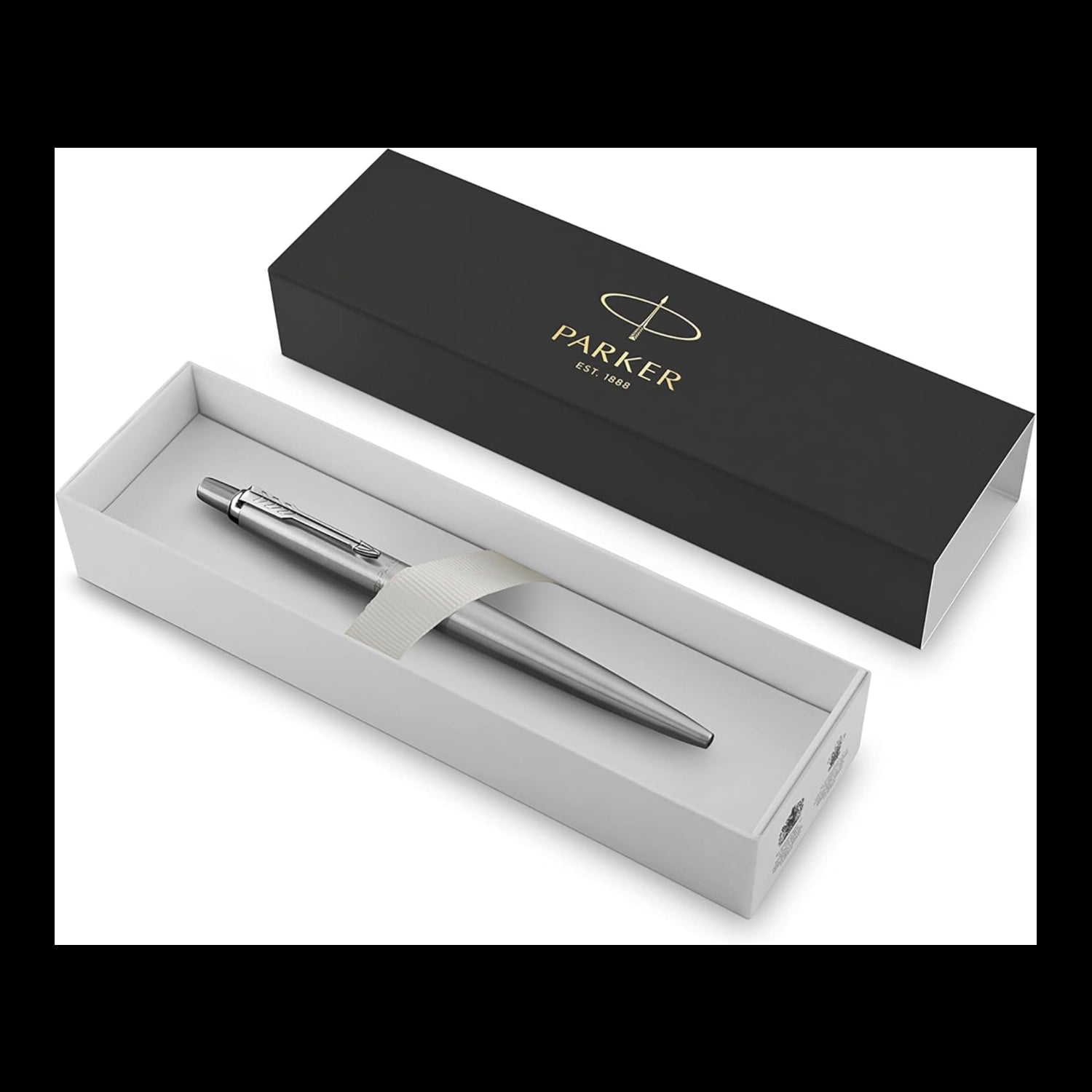 Elefair Parker Jotter ballpoint pen with stainless steel body, chrome trim, medium point, blue ink, sleek writing instrument