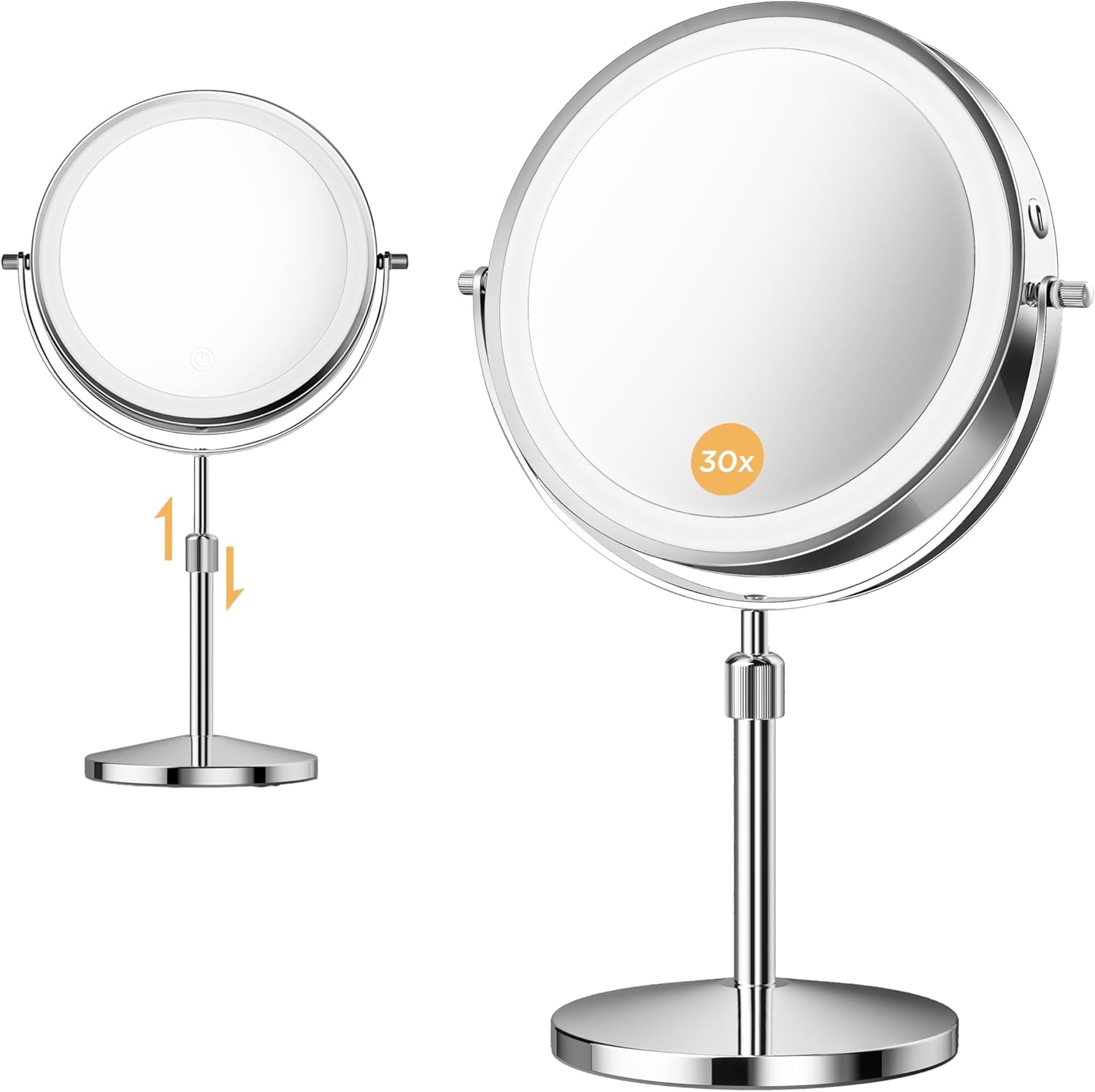 9 Inch Double Sided Makeup Mirror 1X 30X 3 LED Lights - tubbede Official Product Imagery - 1