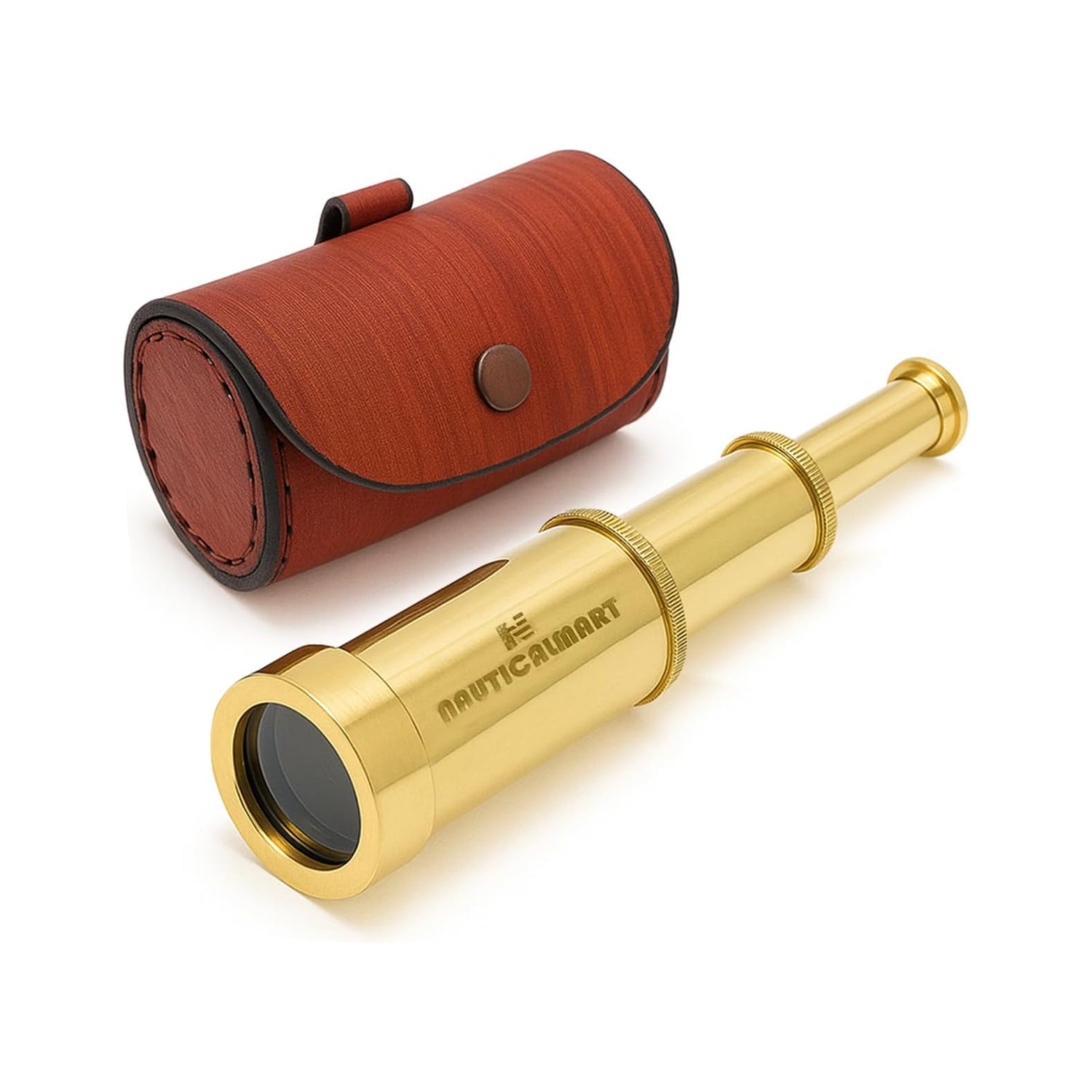 Solid brass 6-inch handheld nautical pirate spy glass with free case for maritime adventures and outdoor exploration.