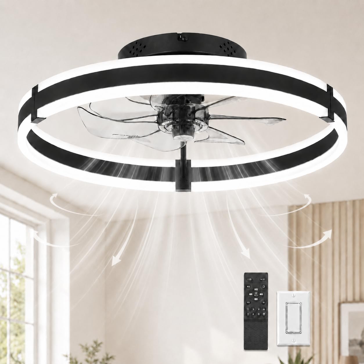 Garvee 20" Modern Round Ring RGB Ceiling Fan with Lights and Remo - Garvee Official Product View 8