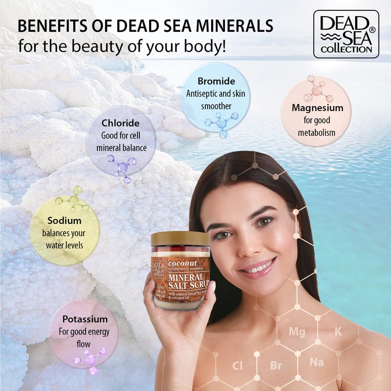 Dead Sea Collection Coconut Salt Scrub – Exfoliating Body Scrub - Product Imagery