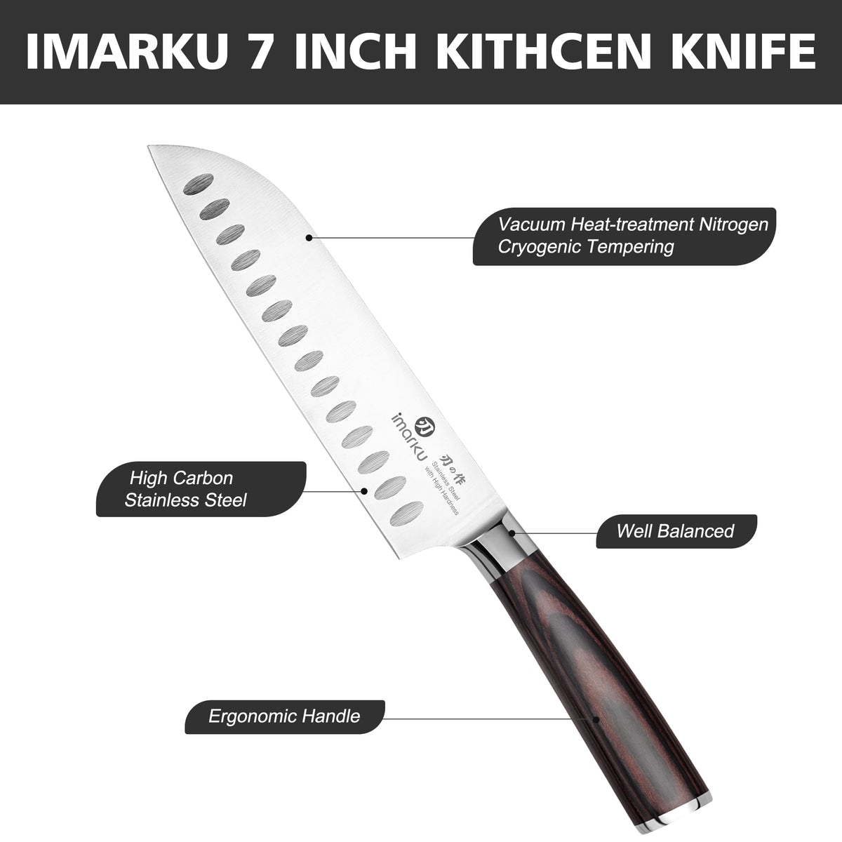 imarku Santoku Knife 7 Inch with Sharp Japanese High Carbon - imarku Official Imagery - 5