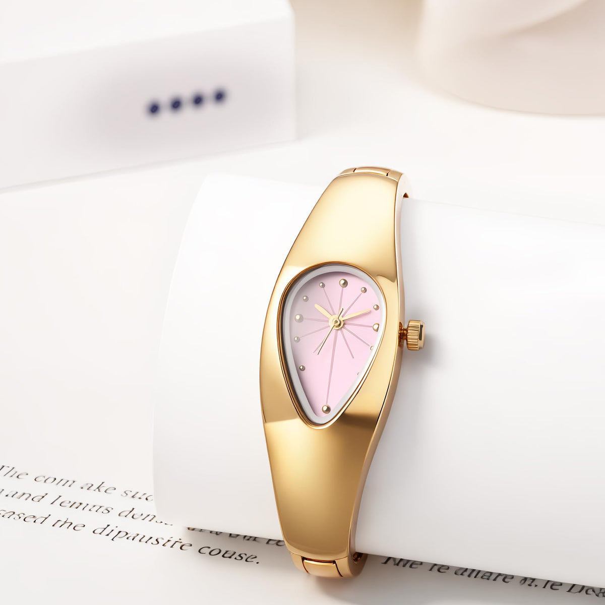 JewelryWe Women Teardrop Bangle Watch Snake Head Shape - JewelryWe Official Imagery - 4